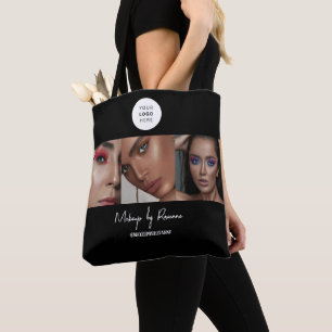 Bolsa Tote Logotipo de Script Preto e Branco Foto Estúdio de