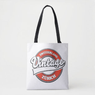 Bolsa Tote Logótipo do estilo de colheita da Suiça Zürich