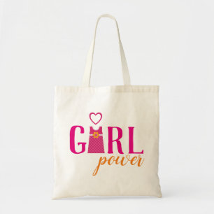 Bolsa Tote Logotipo do poder da menina, teste padrão do