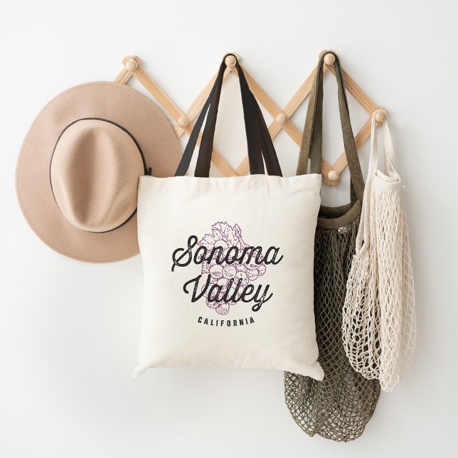 Bolsa Tote Logotipo do Sonoma Valley California Vintage (Criador carregado)