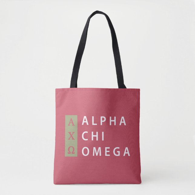 Bolsa Tote Logotipo empilhado | alfa de Omega do qui (Frente)