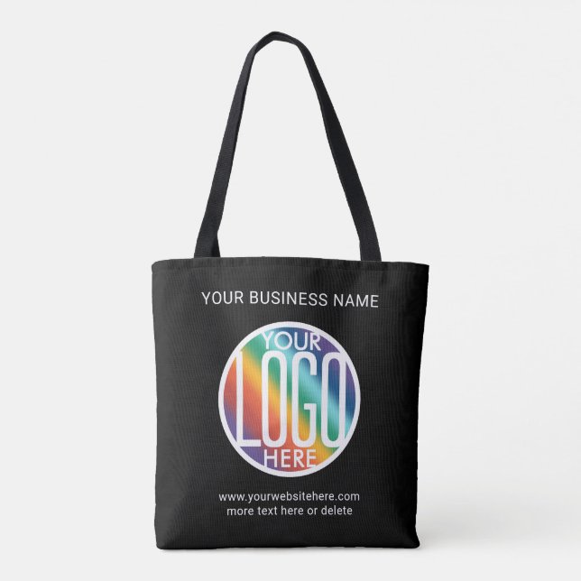 Bolsa Tote Logotipo empresarial simples Promocional preto (Verso)
