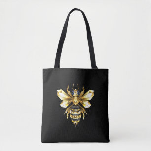 Bolsa Tote Logotipo Faux Gold Foil Polygonal da Abelha em Pre