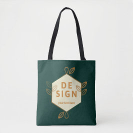 Bolsa Tote logotipo hexagonal de creme decorativo em um verde