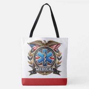 Bolsa Tote Logotipo médico Monograma grande, VEJA DE VOLTA! T