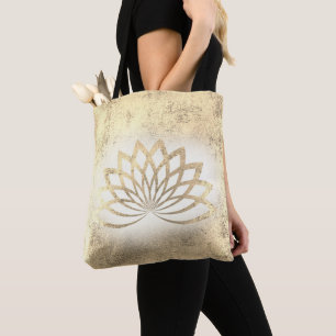 Bolsa Tote logotipo ouro lotus