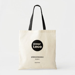 Bolsa Tote Logotipo Personalizado De Negócio Preto E Branco M