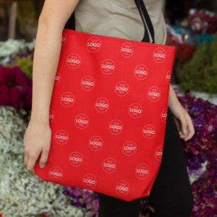 Bolsa Tote Logotipo Personalizado Padrão Vermelho Promocional