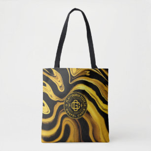 Bolsa Tote Logotipo PSGC com Toalha de Fluido Preta e Dourada
