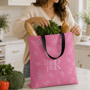 Bolsa Tote Logotipo Tipográfico Moderno e Ousado em Rosa