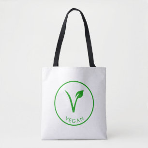 Bolsa Tote Logotipo Vegan   Rótulo Verde Vegan   Símbolo Vega
