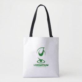 Bolsa Tote Logotipo verde abstrato de gota de água e globo