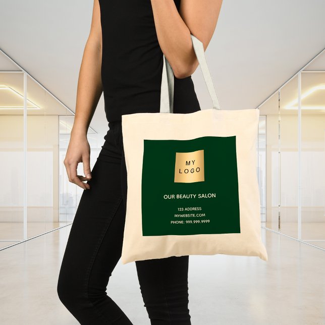Bolsa Tote Logotipo verde de empresa Emerald (Criador carregado)