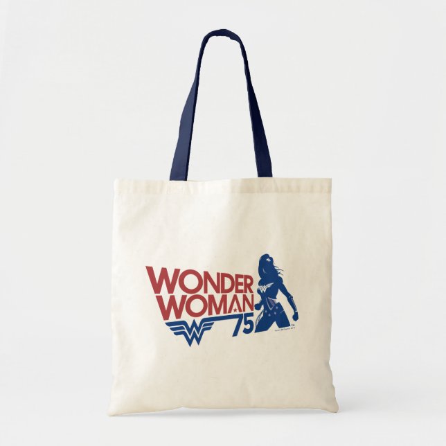 Bolsa Tote Logotipo vermelho e azul de 75 anos da Mulher Mara (Frente)