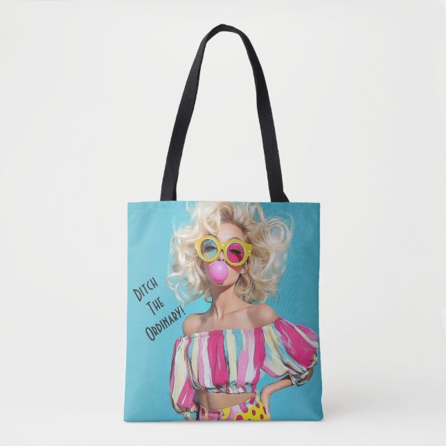 Bolsa Tote Loira Chic Personalizável "Ditch The Ordinary" (Frente)
