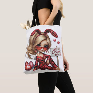 BOLSA TOTE LOIRA MENINA COM OVOS & VINHO TEMA DE PÁSCOA FOFA