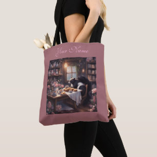 Bolsa Tote Loja de Chá do Esquilo Caprichoso Livros e Rosas V