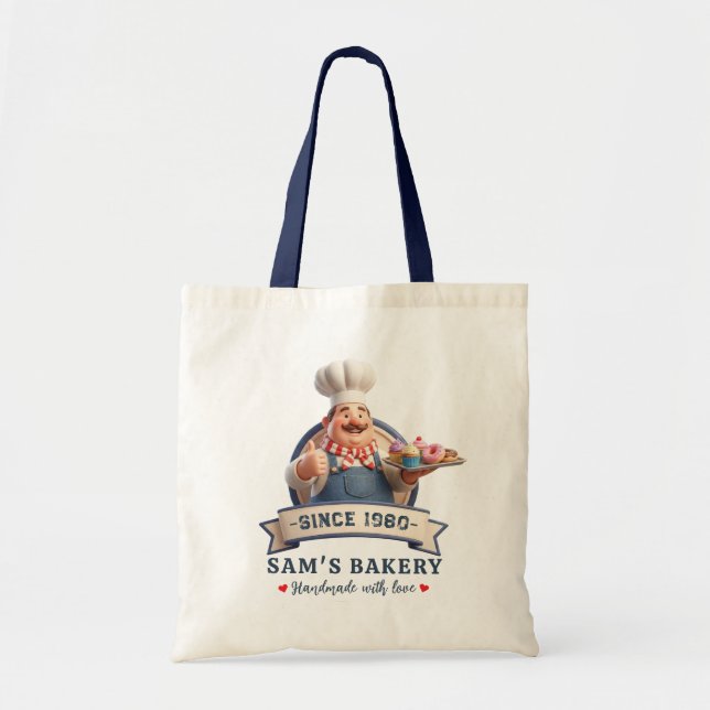 Bolsa Tote Loja de Padaria Confeiteiro Sobremesas Doces Loja  (Frente)