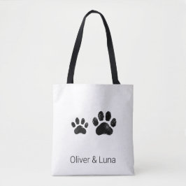 Bolsa Tote Lona Minimalista com Duas Patinhas de Estimação e 