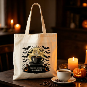 Bolsa Tote Lona Personalizada de Café Assustador de Halloween