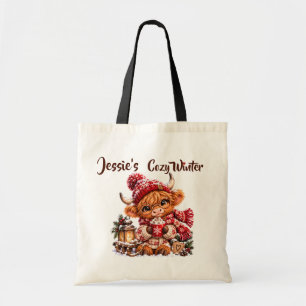 Bolsa Tote Lona Personalizada de Vaca das Terras Altas Fofa d
