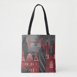 Bolsa Tote London Elevations by Night - Red
