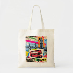 Bolsa Tote Londres Inglaterra Arte Pop Retrô Ônibus Viagens A