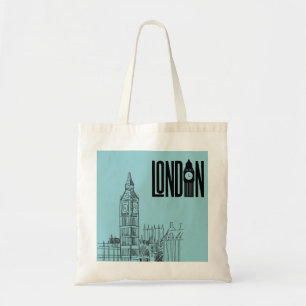 Bolsa Tote londres vibes tote bag (ciano)