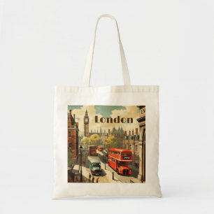 Bolsa Tote Londres Vintage Big Ben Texto Personalizado