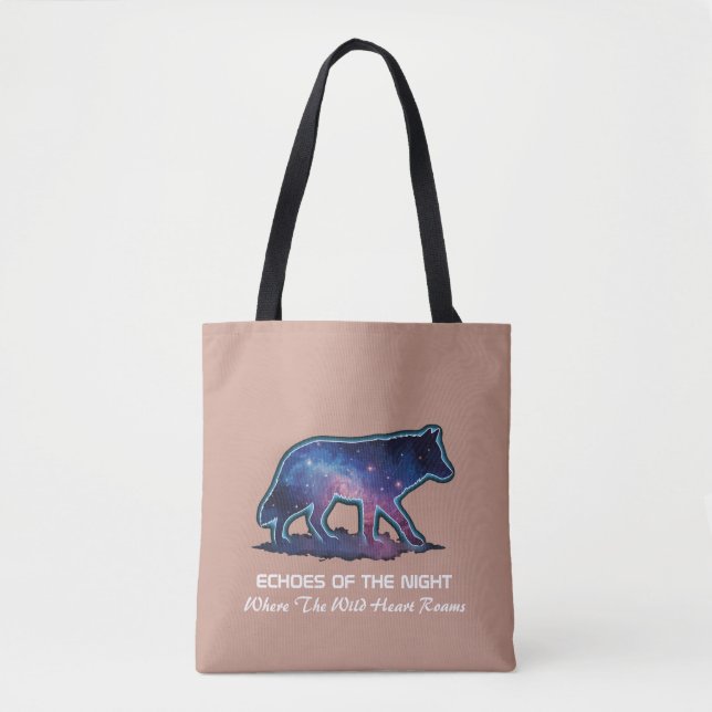 Bolsa Tote Lone Galaxy Wolf Silhouette (Echoes of the night) (Frente)