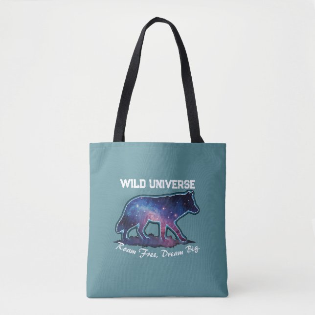 Bolsa Tote Lone Galaxy Wolf Silhouette (wild universe) (Frente)