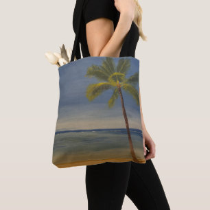 Bolsa Tote Lone Palm Tree on the Beach, por Gary Poling