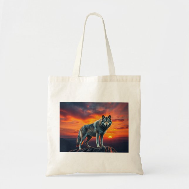 Bolsa Tote Lone Wolf at Sunset (Frente)