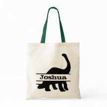 Long Neck Dinosaur Personalized Name Tote Bag