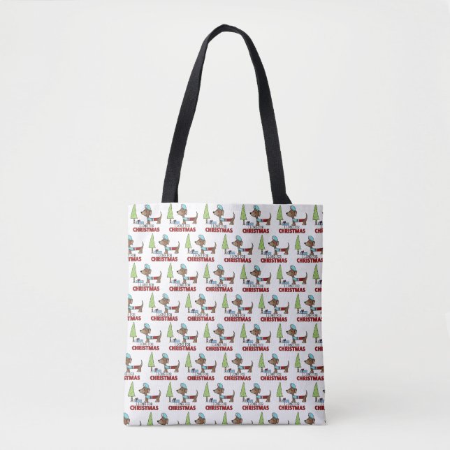 Bolsa Tote Longo para o Natal-Dachshund (Frente)