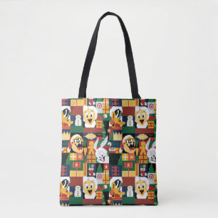 Bolsa Tote LOONEY TUNES™ Holiday Block Patterno