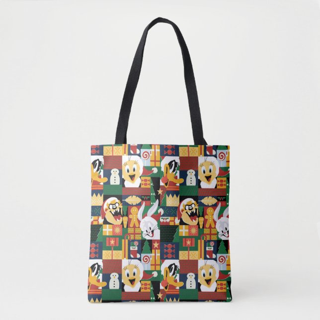 Bolsa Tote LOONEY TUNES™ Holiday Block Patterno (Frente)