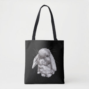 Bolsa Tote Lop Eared Bunny Rabbit Sketch Mens Mulheres Crianç