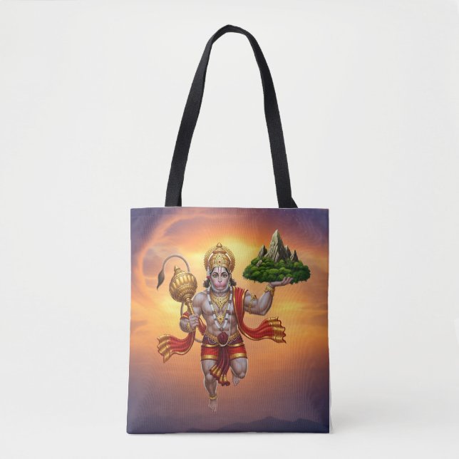 Bolsa Tote Lord Hanuman Voando Levantando Montanha (Frente)