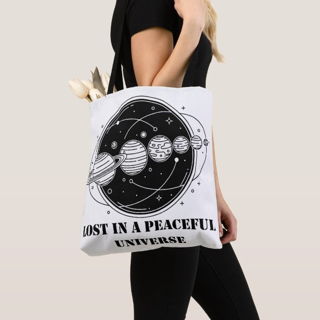 Bolsa Tote Lost In A Peaceful Universe Solar System Planets  (Close Up)