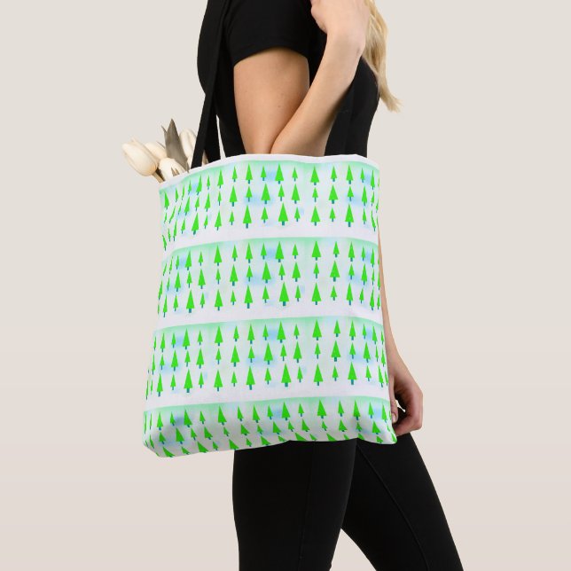 Bolsa Tote Lote de Árvore de Natal Verde (Close Up)