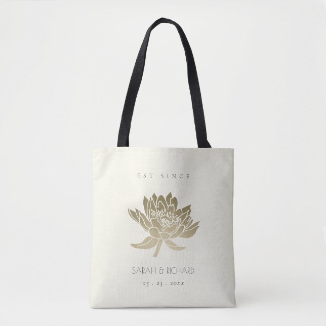 BOLSA TOTE LOTUS BRANCO DOURADO E GLAMOROSO SALVE O PRESENTE  (Frente)