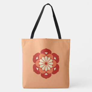 Bolsa Tote Lotus Flower Mandala, Pastel Orange e Mandarin