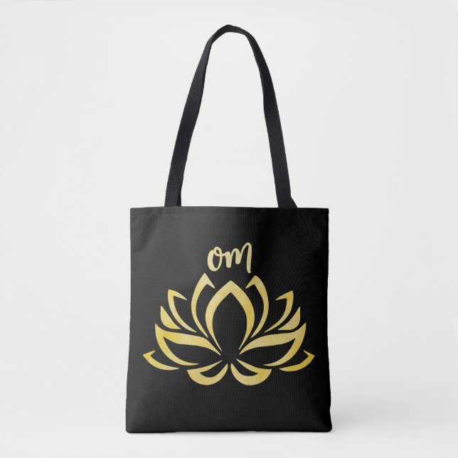 Bolsa Tote Lotus Om Dourado (Frente)