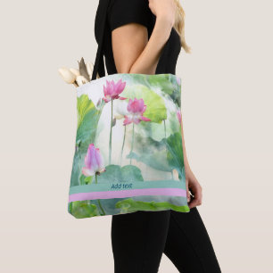 Bolsa Tote Lotus Summer, aquarelas pastel, modelo,