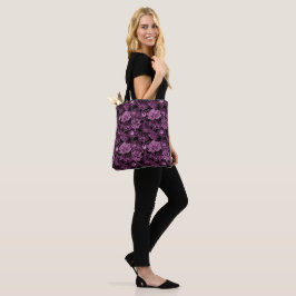 Bolsa Tote Lótus violeta-vermelha com padrão