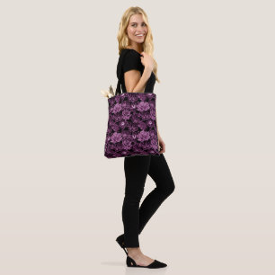 Bolsa Tote Lótus violeta-vermelha com padrão