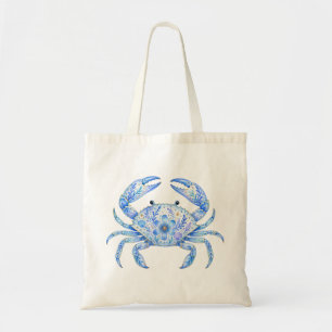 Bolsa Tote Louça de Cerâmica Tema Floral Caranguejo