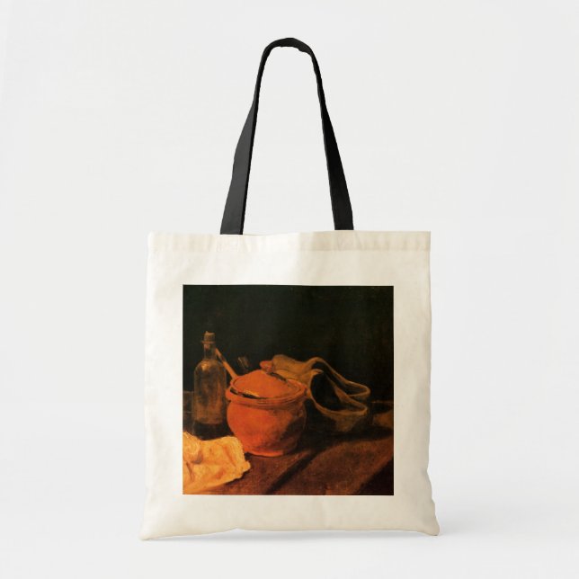 Bolsa Tote Louça, Garrafa e Tamancos por Vincent van Gogh (Frente)