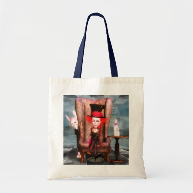Bolsa Tote Louco como um desenhista Alice do Hatter no saco (Frente)